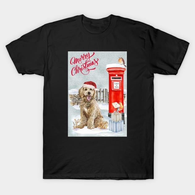 Goldendoodle Merry Christmas Santa Dog T-Shirt by Puppy Eyes